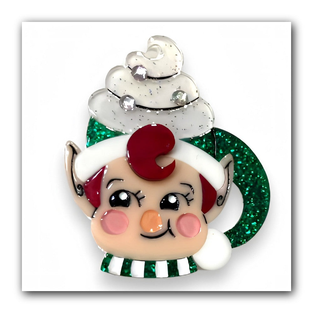Jolly Jingler Elf Mug Brooch by Lipstick & Chrome — Holiday Ceramic Mug Pin