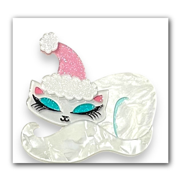 Christmas Cat Nap Brooch by Miss Fluff x Lipstick & Chrome — Cozy Holiday Kitty Pin