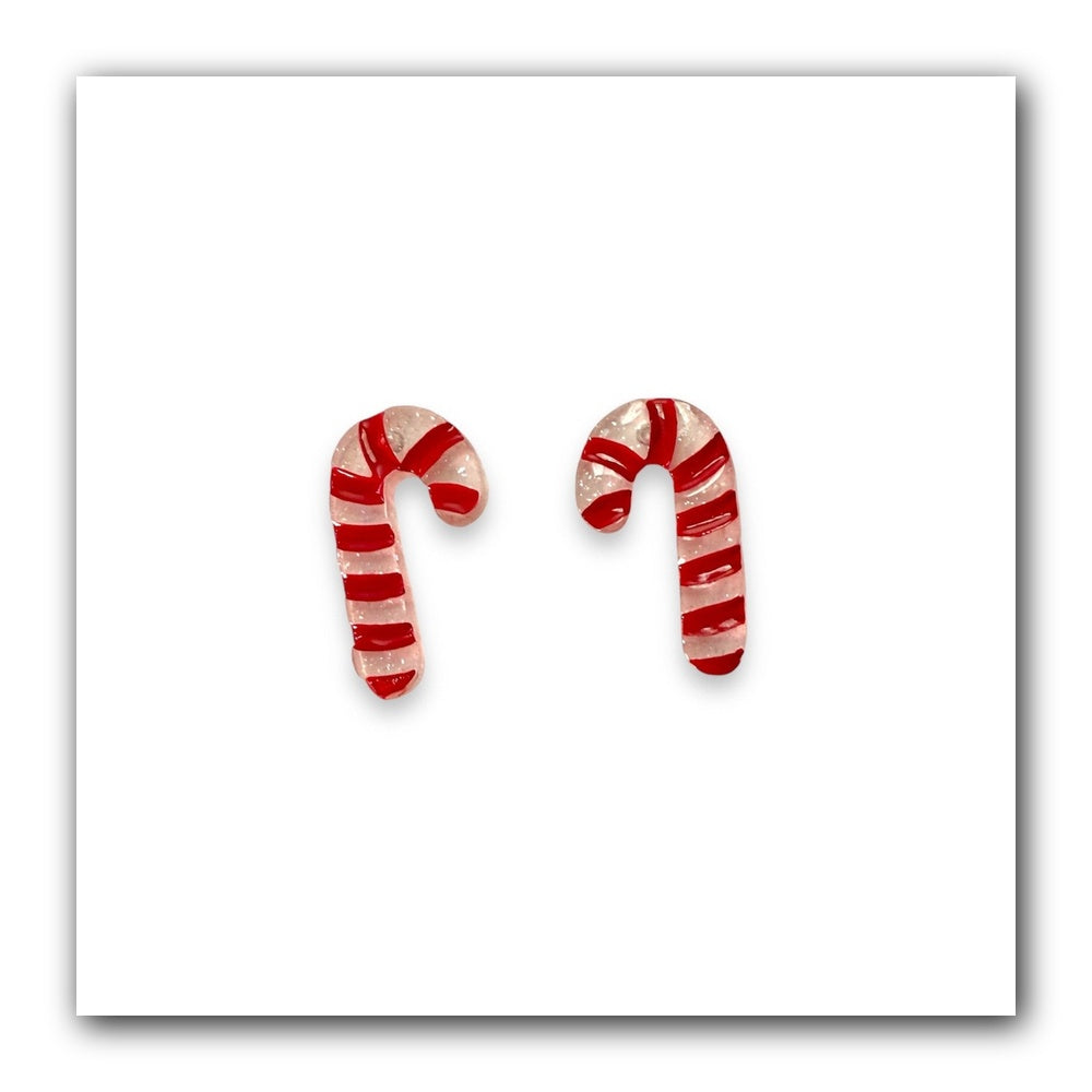 Itty-Bitty Candy Cane Earrings by Lipstick & Chrome — Miniature Christmas Drop Earrings