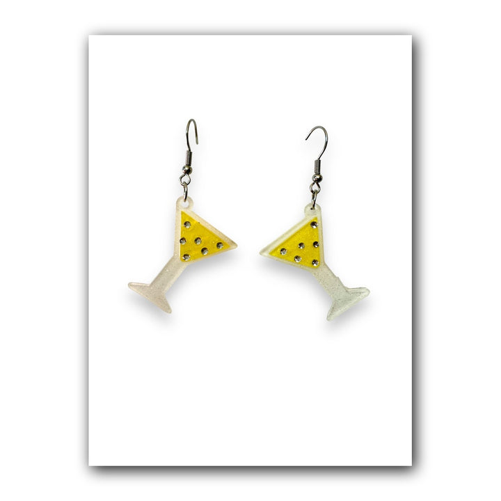 Martini Drop Earrings by Lipstick & Chrome — Retro Cocktail Acrylic Earrings