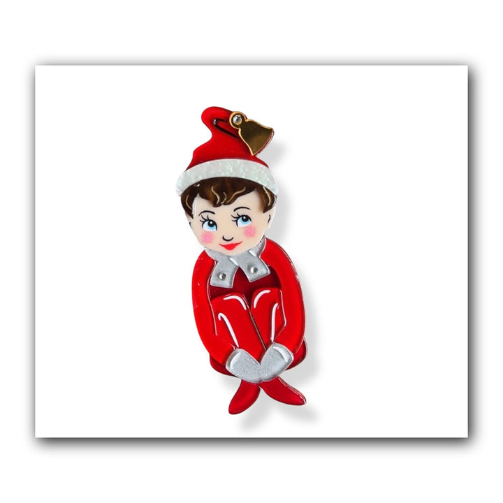 Merry Mischief Brooch by 50's Vintage Dame x Lipstick & Chrome — Retro Christmas Elf Pin