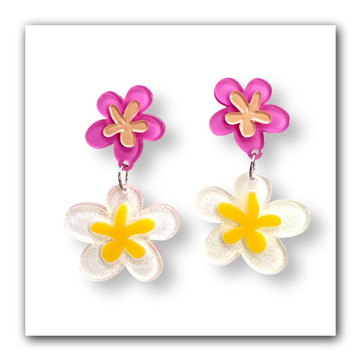 Floral Fantasy Earrings by Miss Fluff x Lipstick & Chrome — Tropical Tiki Flower Drop Earrings
