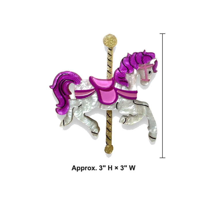 Funfair Carousel Horse Acrylic Brooch by Lipstick & Chrome x Makokot