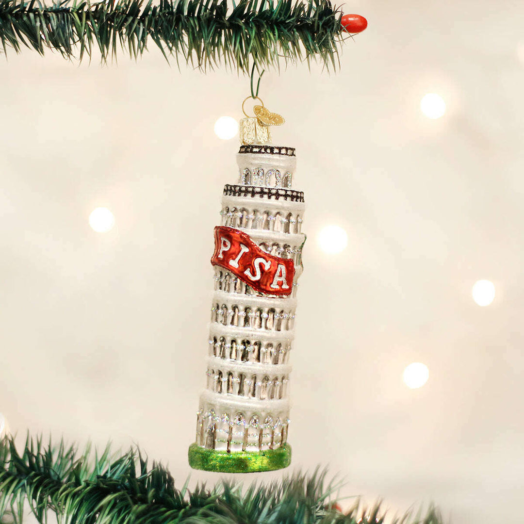 Old World Christmas Leaning Tower of Pisa Blown Glass Ornament