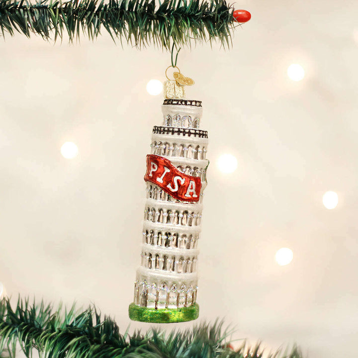 Old World Christmas Leaning Tower of Pisa Blown Glass Ornament