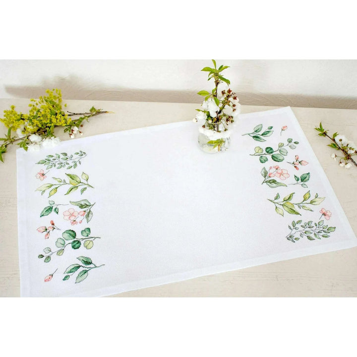Leaves and flowers FM019L Table Cloth Counted Cross-Stitch Kit