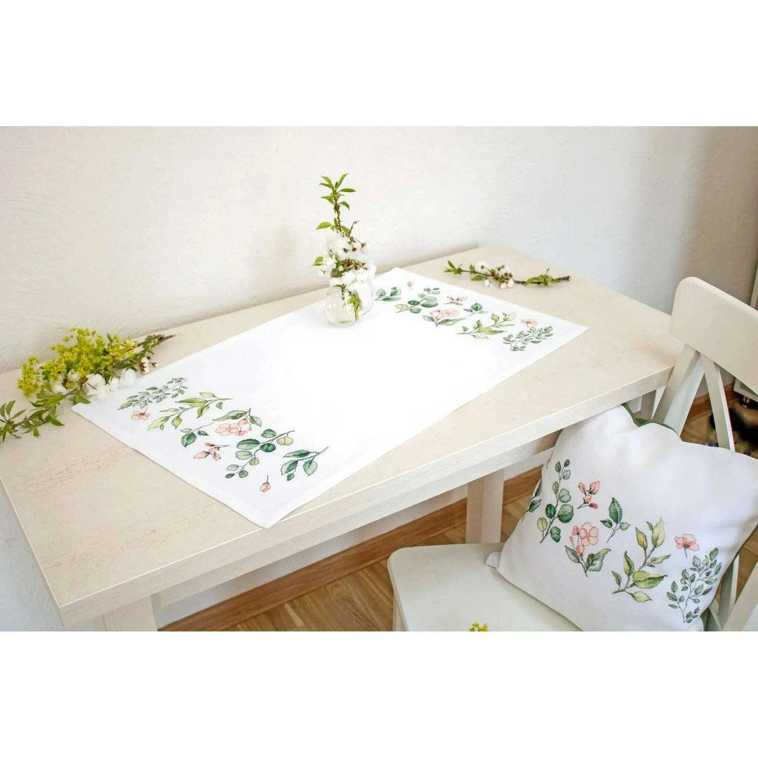 Leaves and flowers FM019L Table Cloth Counted Cross-Stitch Kit