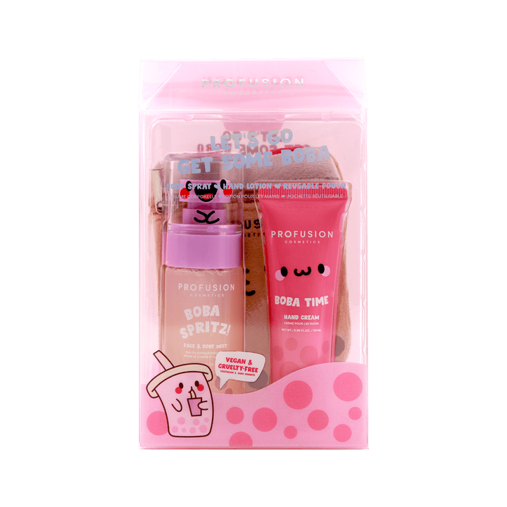 Let's Get Some Boba Body Spritz, Hand Lotion, and Reusable Pouch Set