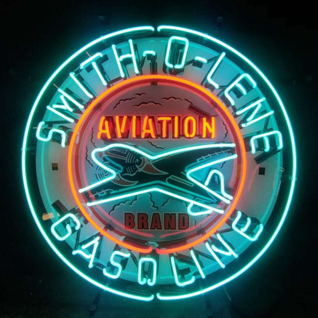 Light Blue Smith-o-lene Gasoline Aviation Brand Neon Signs Light