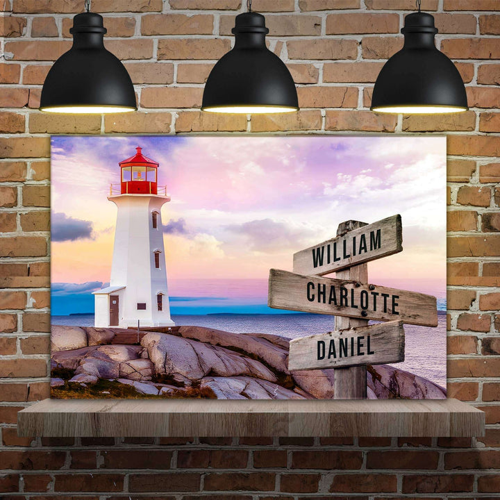 Lighthouse Family Names Sign