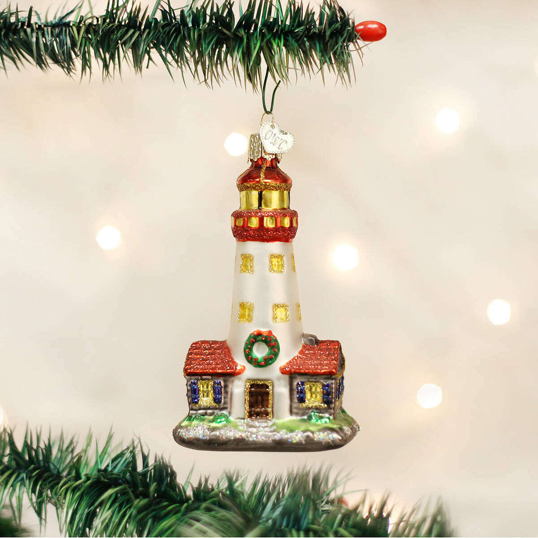 Old World Christmas Lighthouse Blown Glass Ornament