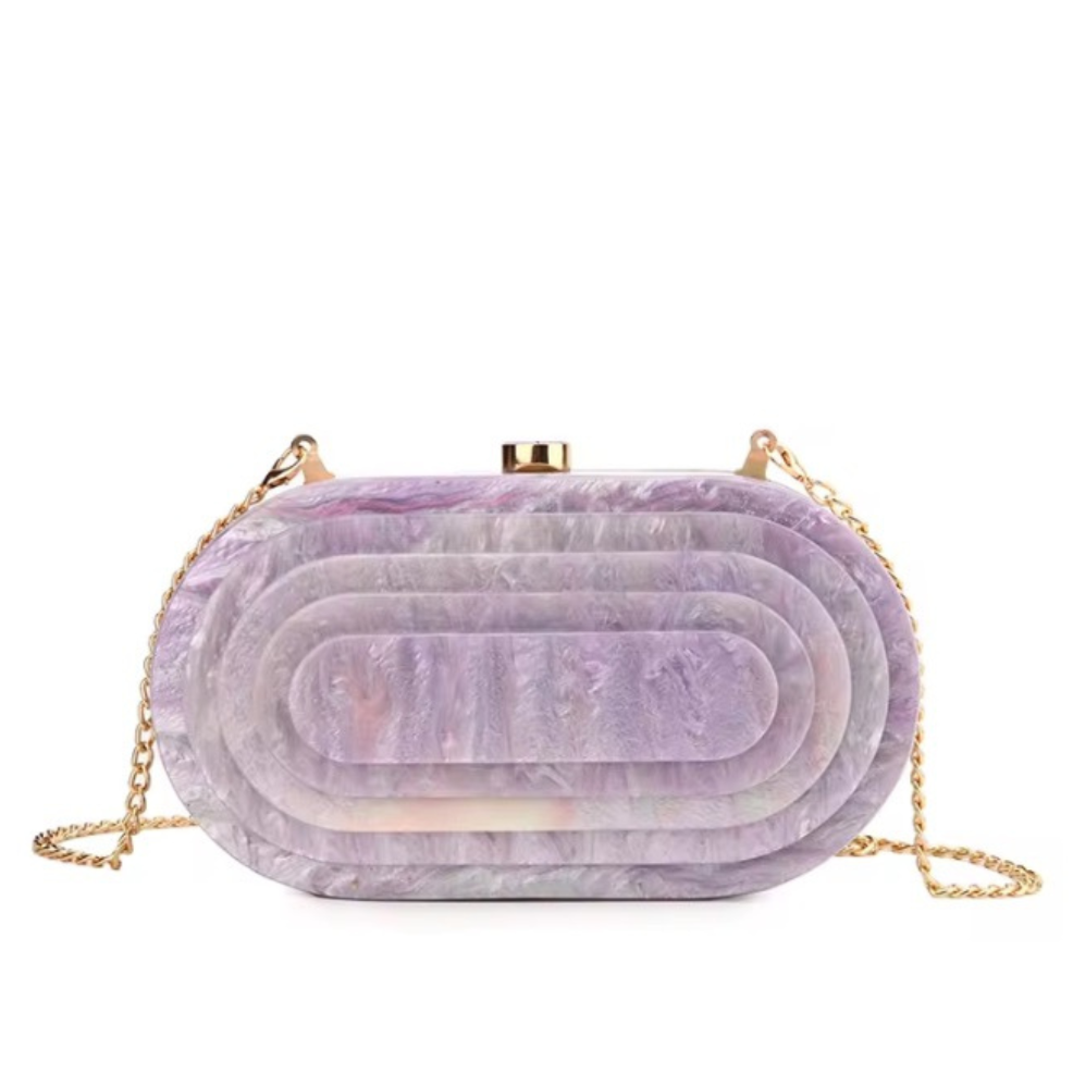 lilac acrylic clutch handbag