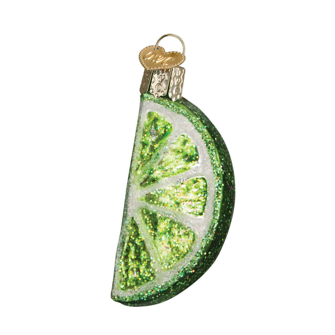 Old World Christmas Lime Slice Blown Glass Ornament