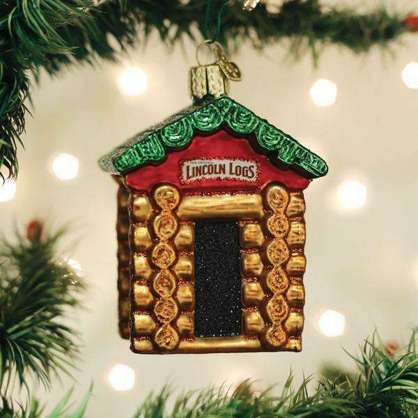 Old World Christmas Lincoln Logs Blown Glass Ornament