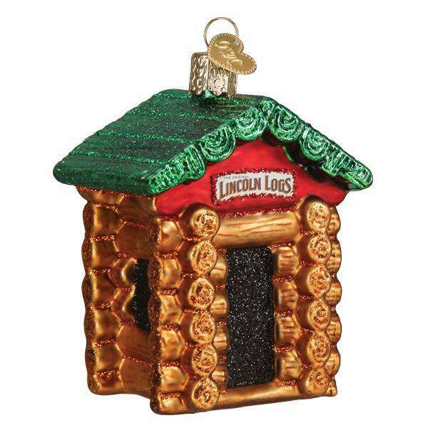 Old World Christmas Lincoln Logs Blown Glass Ornament