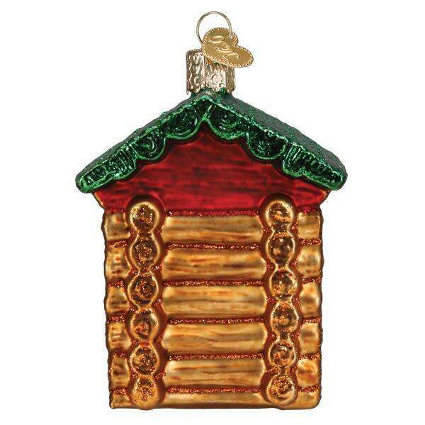 Old World Christmas Lincoln Logs Blown Glass Ornament
