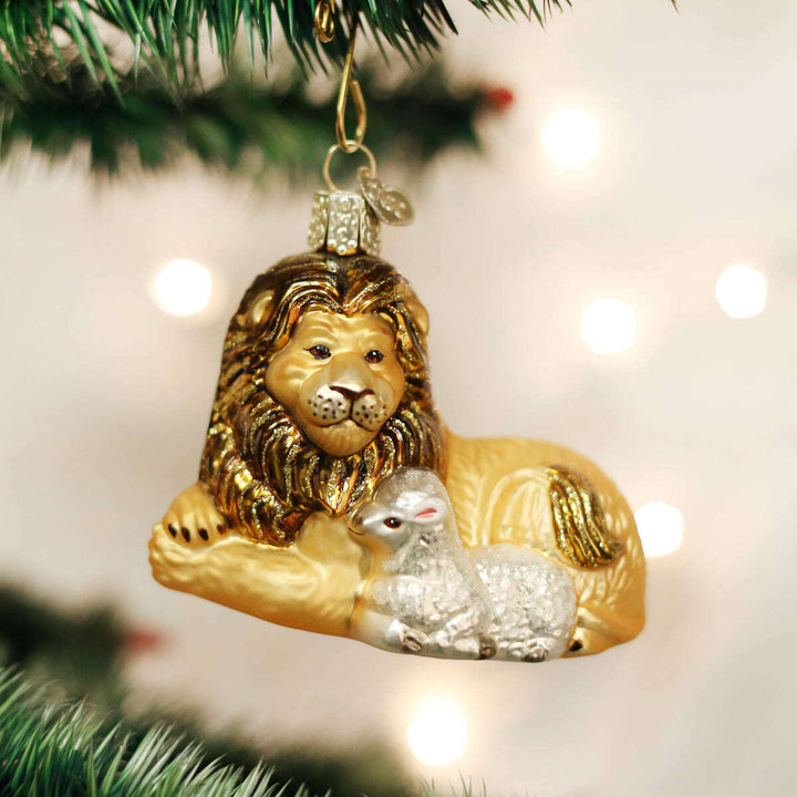 Old World Christmas Lion and Lamb Blown Glass Ornament