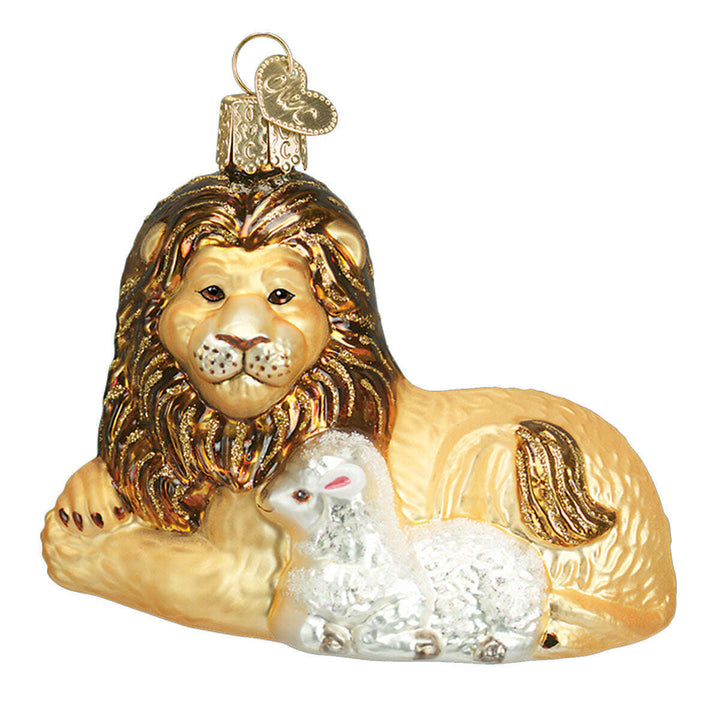 Old World Christmas Lion and Lamb Blown Glass Ornament