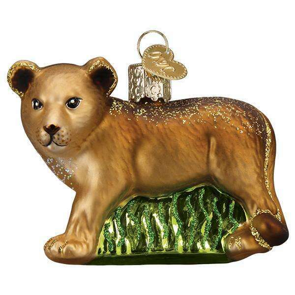Old World Christmas Lion Cub Blown Glass Ornament
