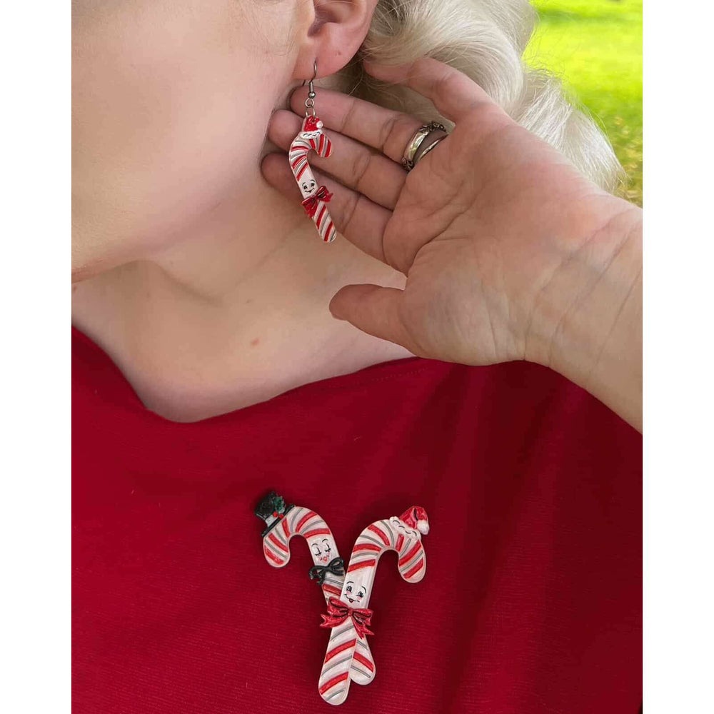 Candy Cane Couple Earrings by 50's Vintage Dame x Lipstick & Chrome – view 3