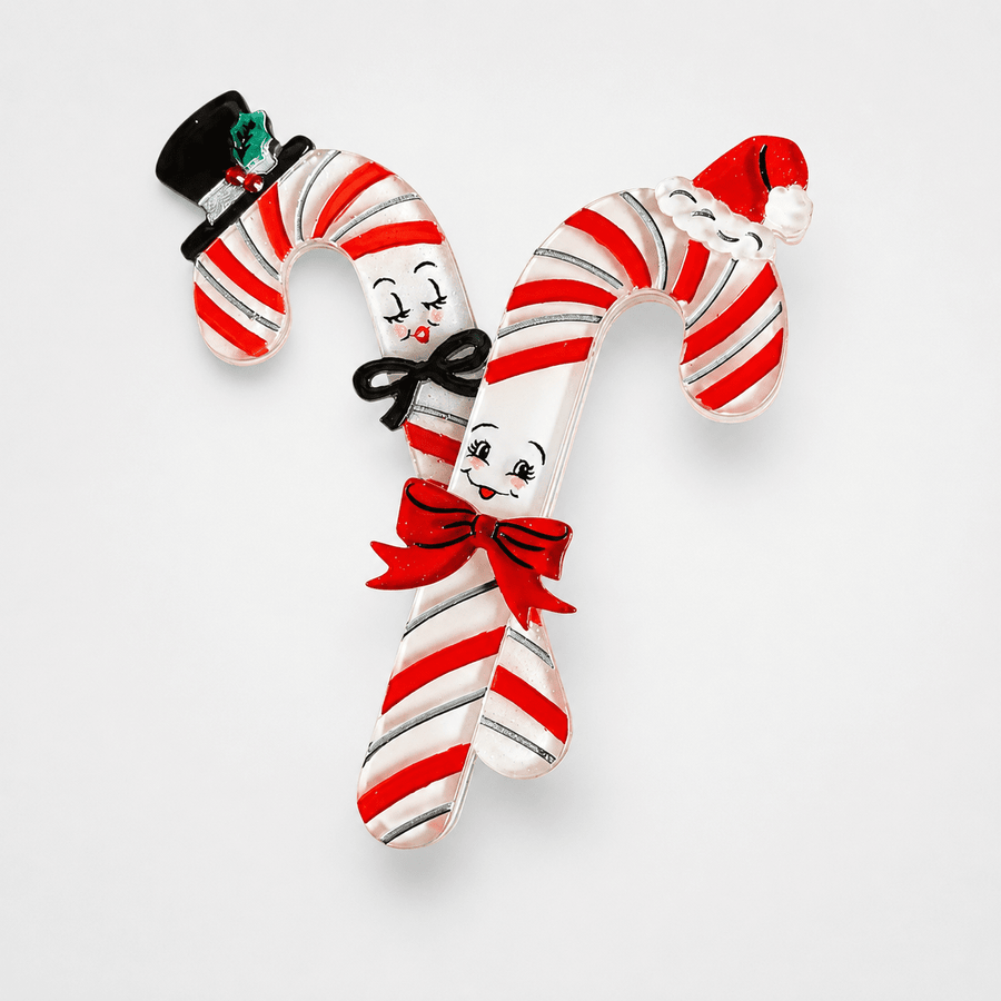 Candy Cane Couple Brooch by 50's Vintage Dame x Lipstick & Chrome