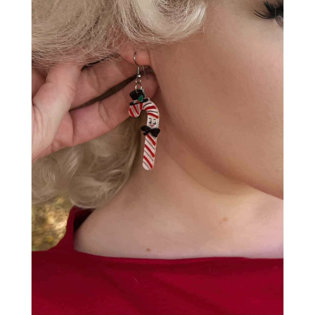 Candy Cane Couple Earrings by 50's Vintage Dame x Lipstick & Chrome – view 4