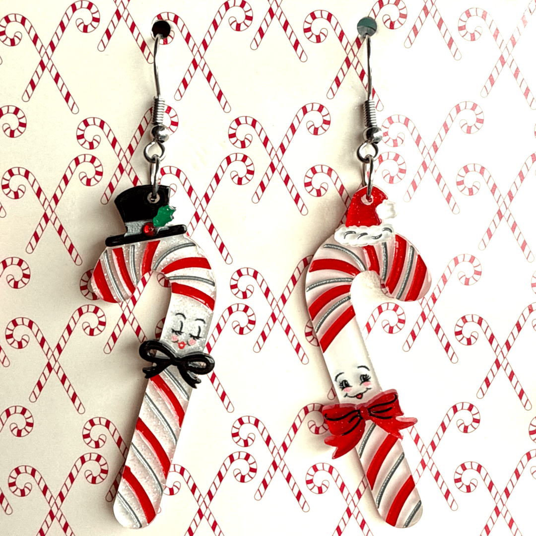 Candy Cane Couple Earrings by 50's Vintage Dame x Lipstick & Chrome – view 5