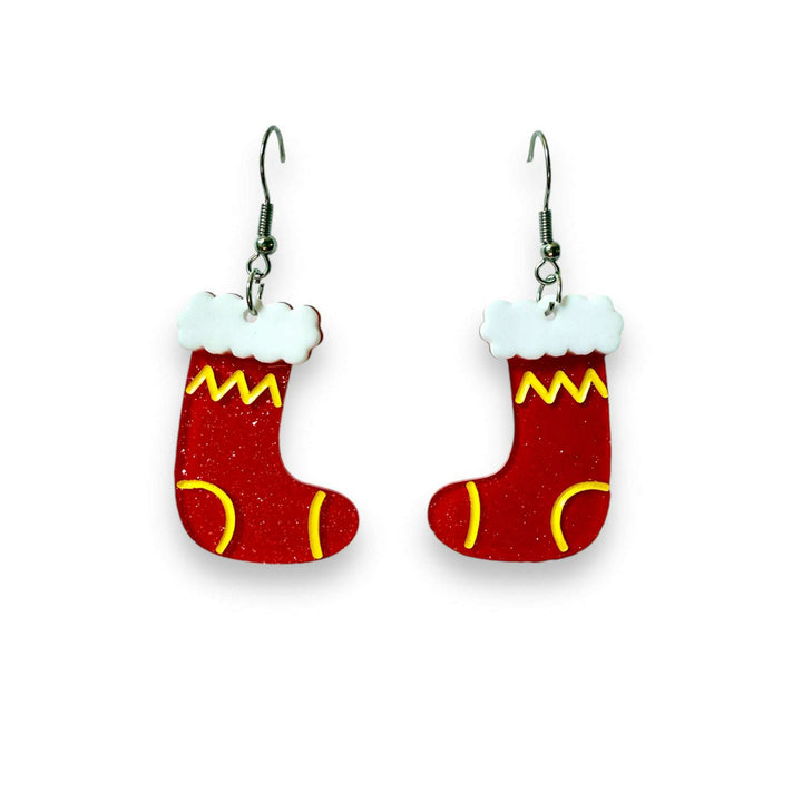 Christmas Stocking Drop Earrings by Lipstick & Chrome – view 2