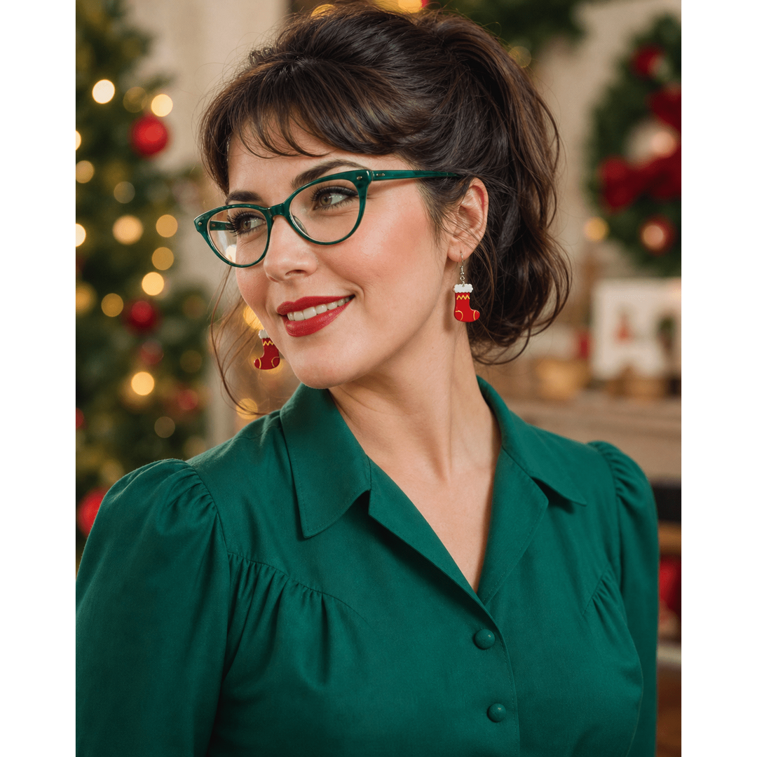 Christmas Stocking Drop Earrings by Lipstick & Chrome – view 3