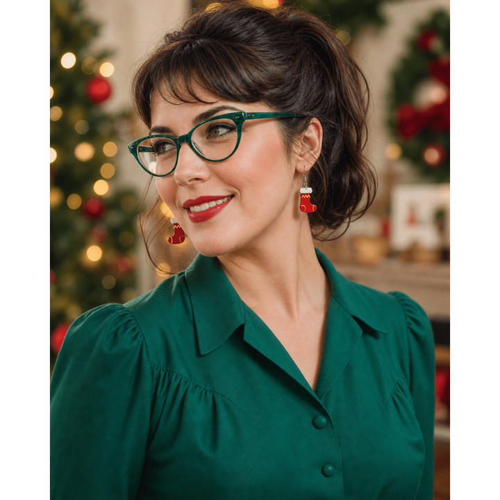 Christmas Stocking Drop Earrings by Lipstick & Chrome – view 3