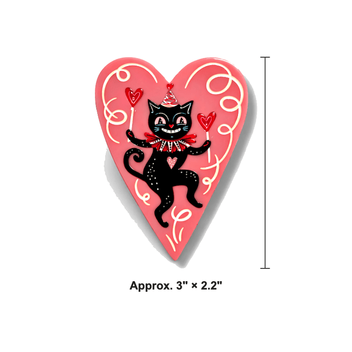 Dancing Cat in Heart Brooch by Johanna Parker x Lipstick & Chrome