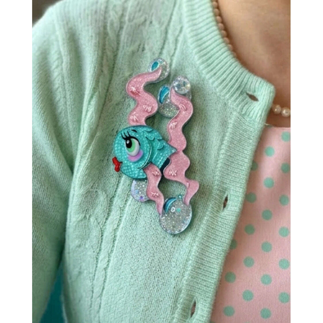Fishy Kisses Brooch by Miss Fluff x Lipstick and Chrome Acrylic