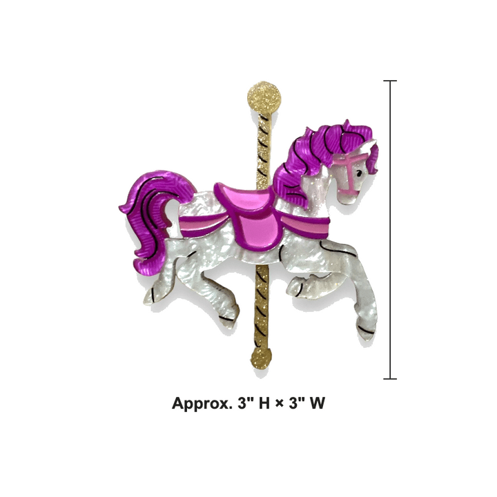 Funfair Carousel Horse Acrylic Brooch by Lipstick & Chrome x Makokot