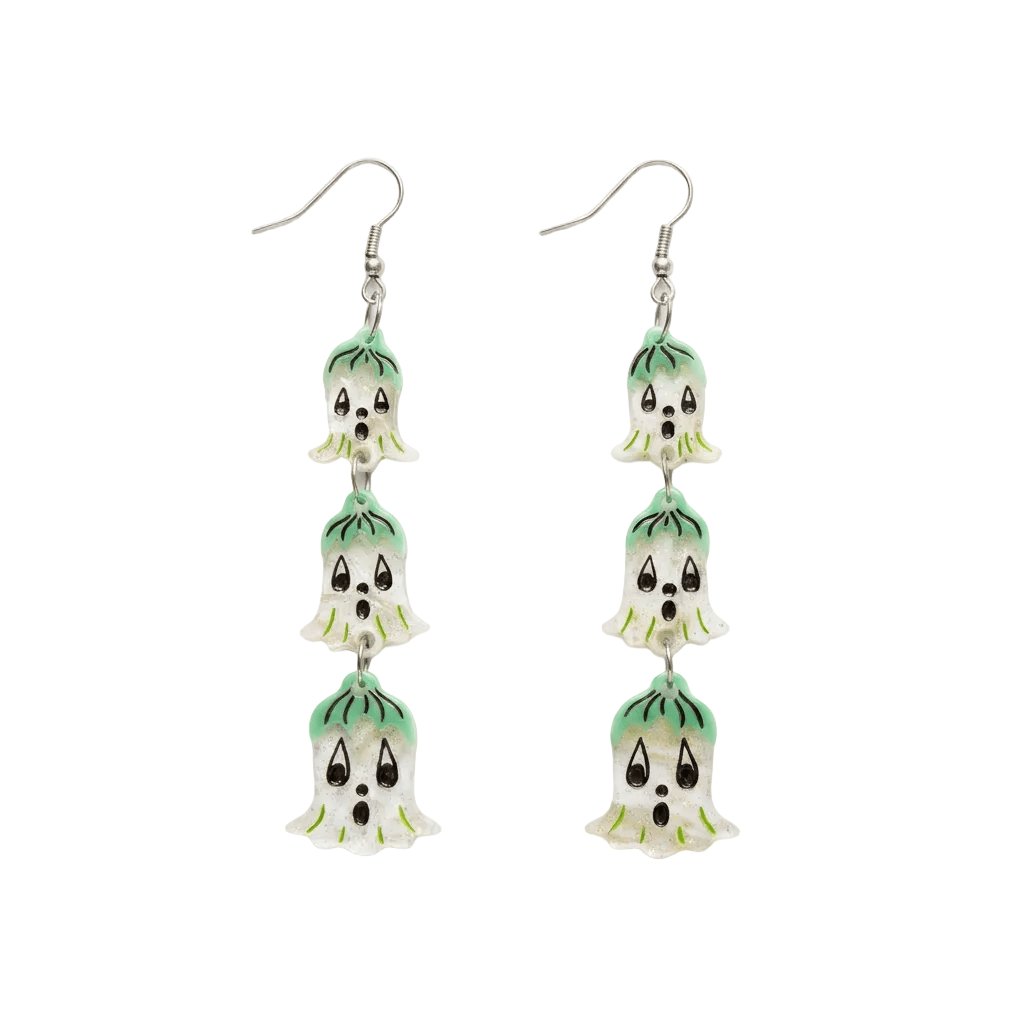 Ghostie Garden Dangle Bell Earrings by Johanna Parker x Lipstick & Chrome – view 3