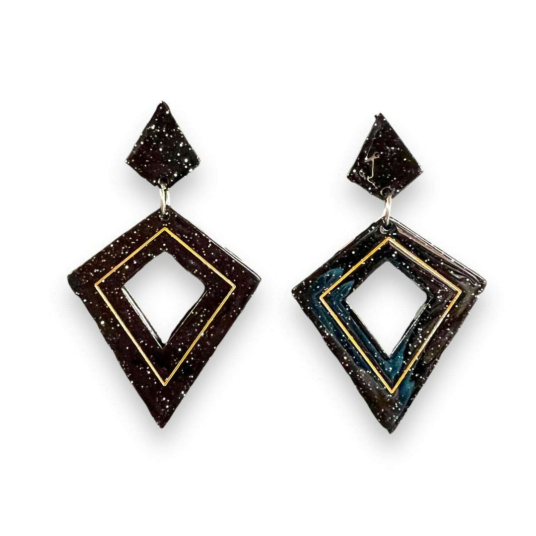 Retro Diamond Dangle Earrings by Lipstick & Chrome — Vintage-Inspired Acrylic Statement Earrings – view 2