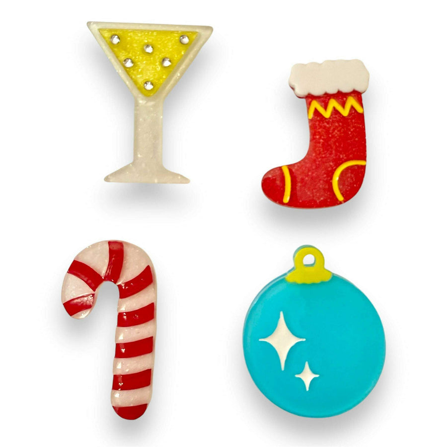 Set of 4 Christmas Mini Brooches by Lipstick & Chrome – view 2
