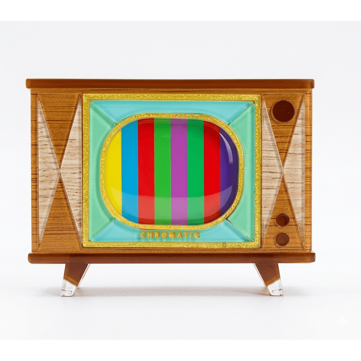 Tune In Customizable Retro TV Brooch by Lipstick & Chrome – view 2