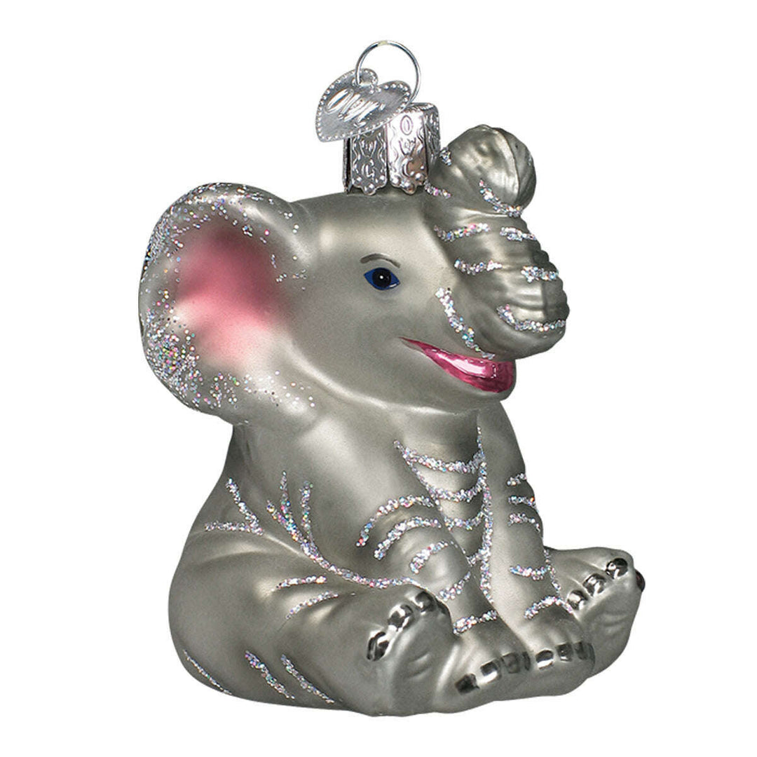 Old World Christmas Little Elephant Blown Glass Ornament