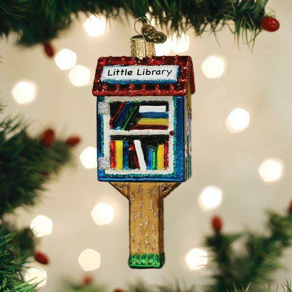 Old World Christmas Little Library Blown Glass Ornament