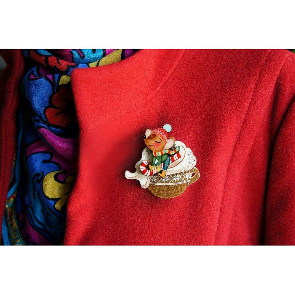 Little Mouse on Cappuccino Cream Brooch by Laliblue - Quirks!
