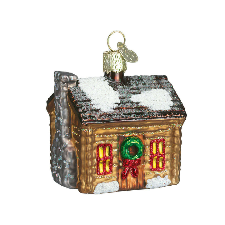 Old World Christmas Log Cabin Blown Glass Ornament