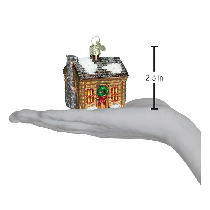 Old World Christmas Log Cabin Blown Glass Ornament