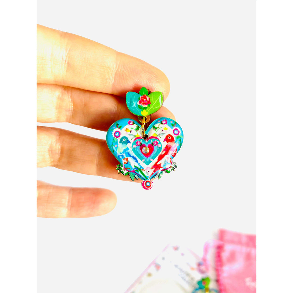 Love Bird Heart Shaped Earrings by Rosie Rose Parker