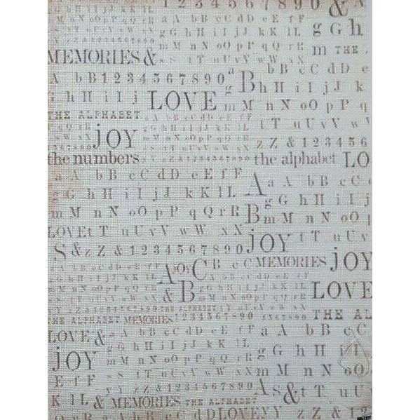 Love in Letters Designer Printed AIDA Fabric. Canvas for embroidery with an applied background  KF-1277A