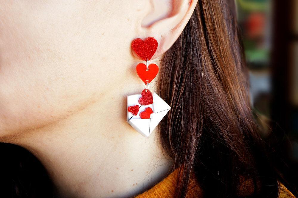 Love Letters Earrings by Laliblue - Red - Quirks!