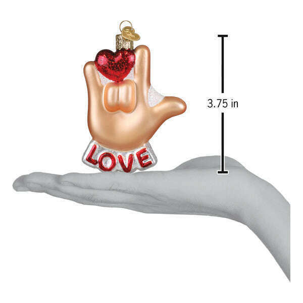 Old World Christmas Love Sign Language Blown Glass Ornament
