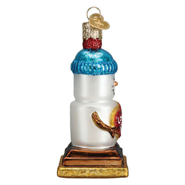 Old World Christmas Love You S'more Snowman Blown Glass Ornament