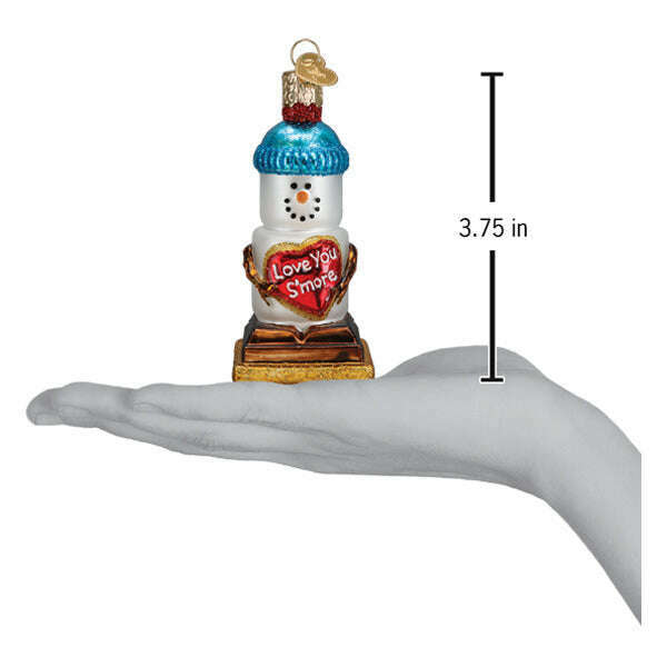 Old World Christmas Love You S'more Snowman Blown Glass Ornament