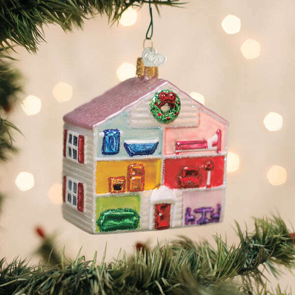 Old World Christmas Lovely Doll House Blown Glass Ornament