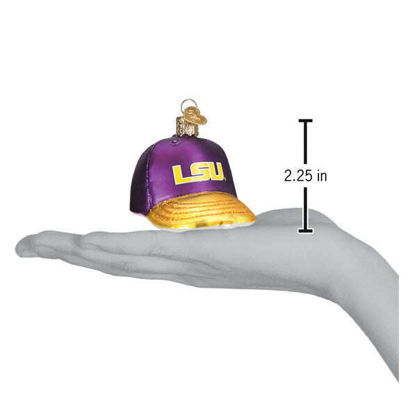 Old World Christmas LSU Baseball Cap Blown Glass Ornament